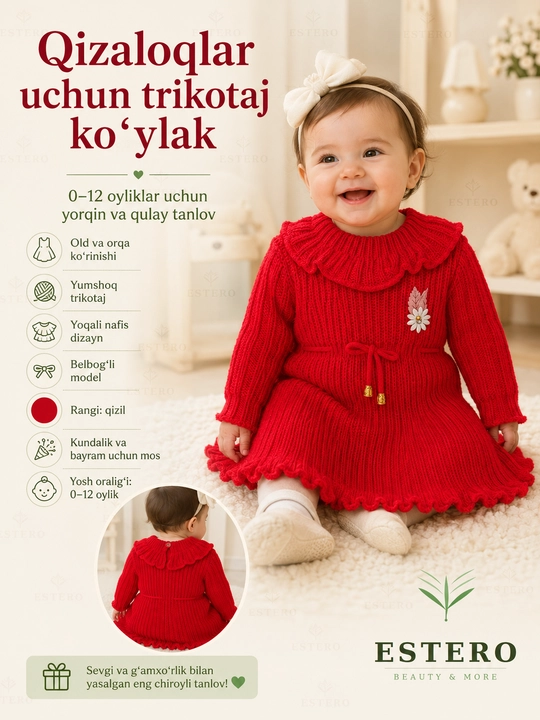 Платье для девочки,  вязаное,  0-12 мес 