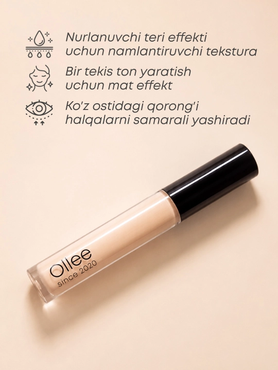 Консилер для лица увлажняющий OLLEE, 4.5 мл, для маскировки тёмных кругов и пятен