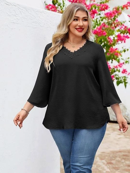 Ayollar bluzkasi katta o‘lchamdagi, V-o‘yiqli  kofta ELLY FASHION