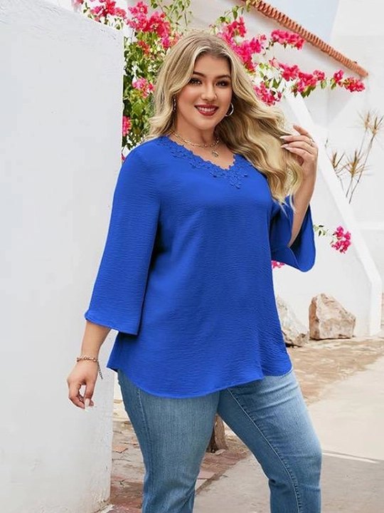 Ayollar bluzkasi katta o‘lchamdagi, V-o‘yiqli  kofta ELLY FASHION