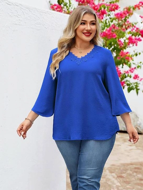 Ayollar bluzkasi katta o‘lchamdagi, V-o‘yiqli  kofta ELLY FASHION
