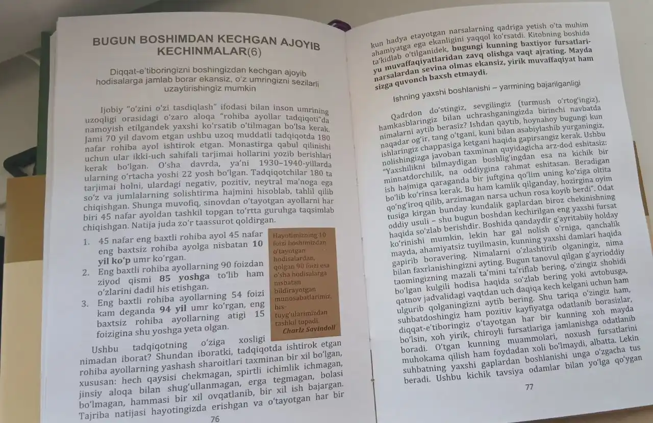 6 daqiqa — motivatsion kundalik