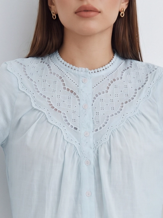 Rubashka ayollar, erkin bichimli bluzka, paxta 100% — ELLY FASHION