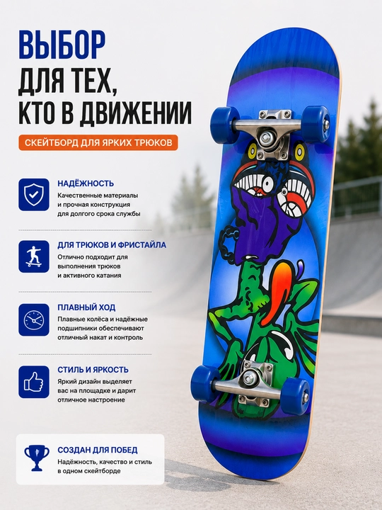 Скейтборд, детский скейтборд, комплект скейтборда, скейтборд с шлемом, скейтборд с защитой