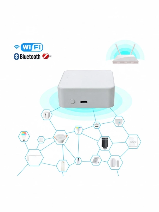 Шлюз, хабы Zigbee, BLE, до 128 устройств, WiFi 2.4 ГГц, Smart Life, Алиса