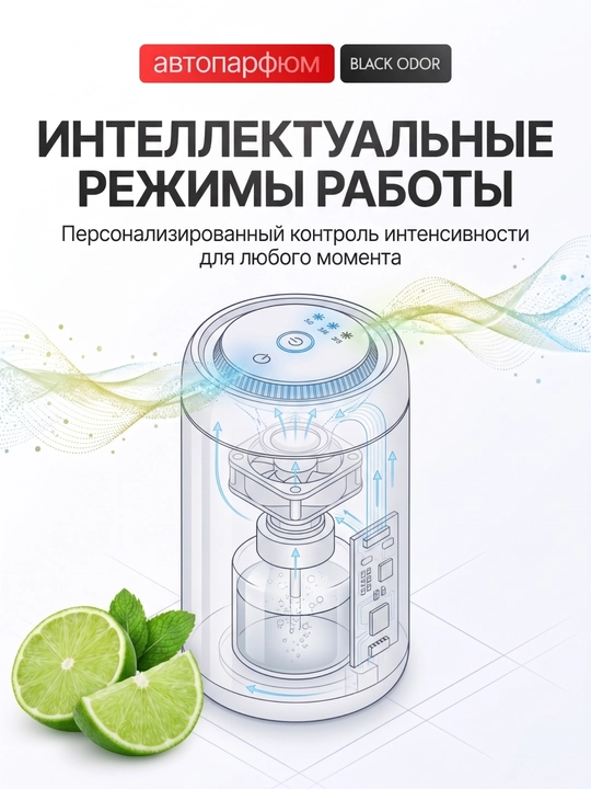 Avtomobil uchun aqlli aromatizator Black Odor, avtoparfyum, harakat datchikli, 3 xil hidli