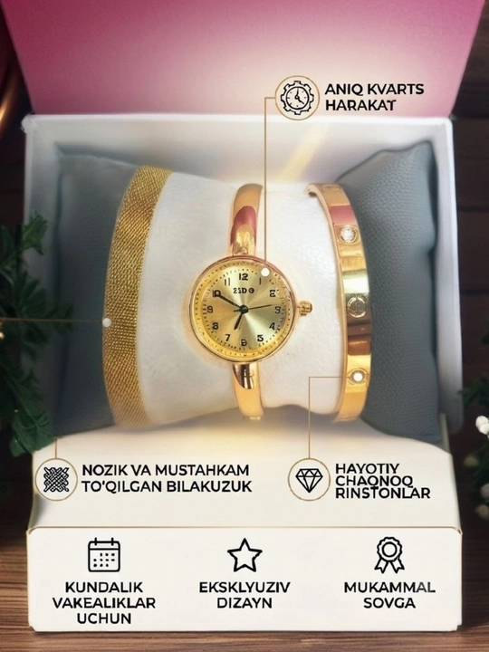 Ayollar soati, ayollar qo'l soati, oltin rang soat, elegant soat
