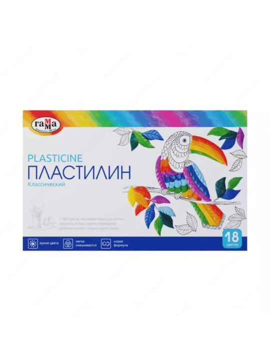 Plastilin Gamma Classic, 18 xil rang, 360 g