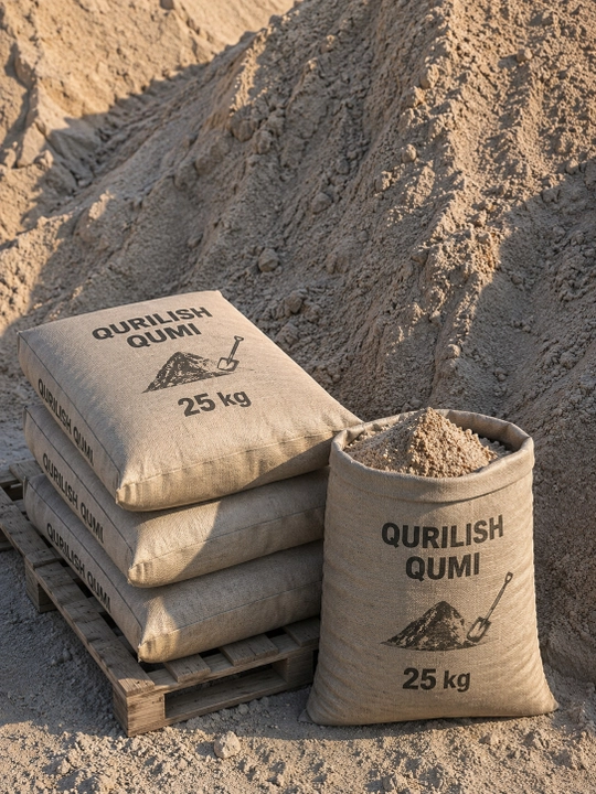 Elakdan o‘tkazilgan qurilish qumi - 25 kg qop - 