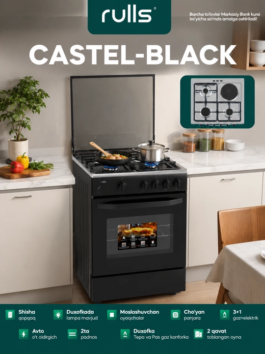 IMMER KRYPTON 6040G / KRYPTON 6040W / RULLS CASTEL-BLACK gaz plitalari - 