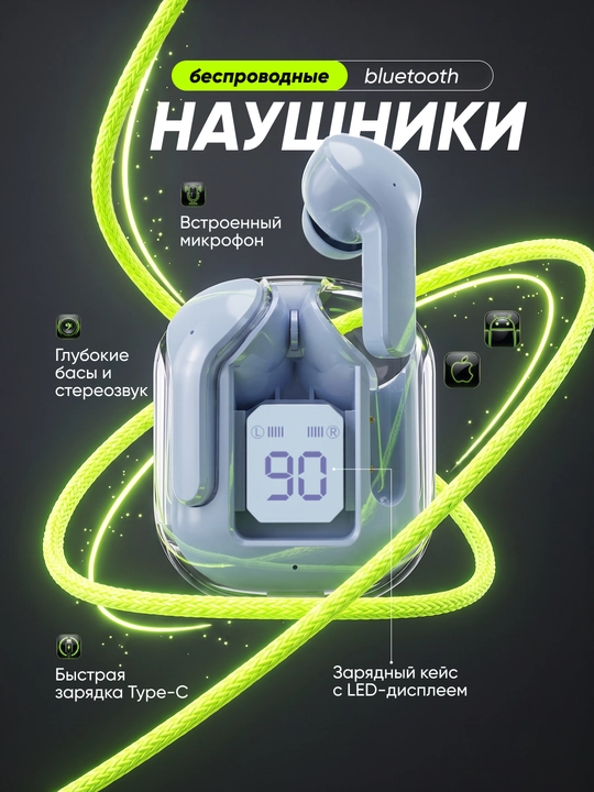 Simsiz quloqchin AIR 31 Bluetooth, LED-displey, mikrofon, Type-C zaryadlash - 