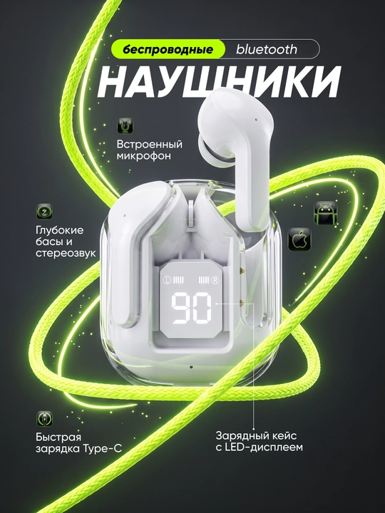 Наушники беспроводные AIR 31 Bluetooth с LED-дисплеем, микрофоном, Type-C - 