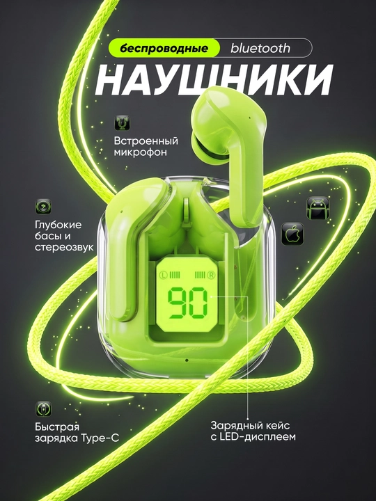 Наушники беспроводные AIR 31 Bluetooth с LED-дисплеем, микрофоном, Type-C - 