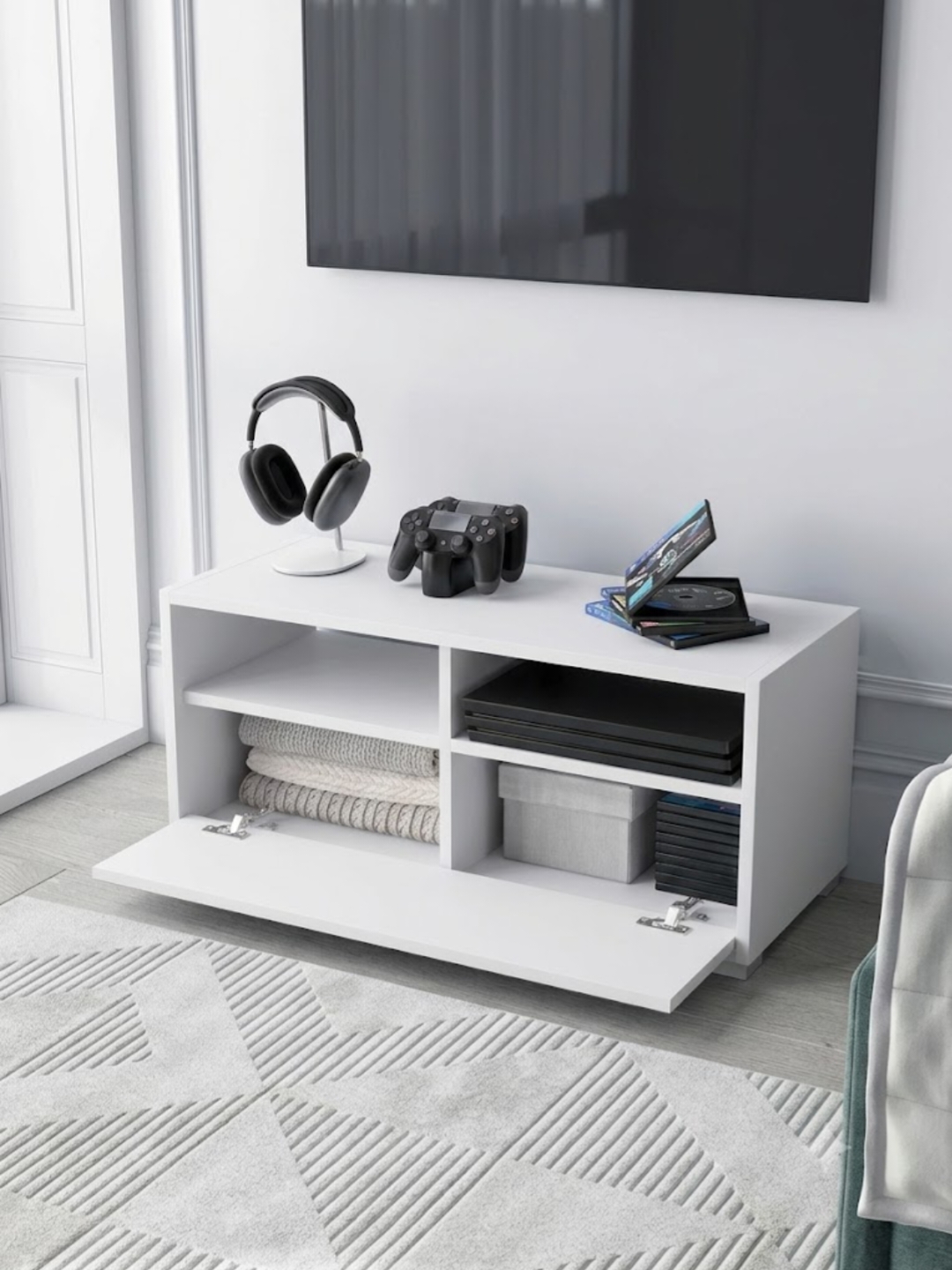 Minimalistik TV tumba, 120×30×40 sm, televizor va media qurilmalari uchun tumba TV 08