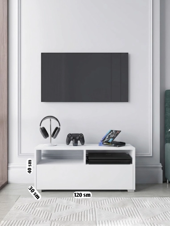 Minimalistik TV tumba, 120×30×40 sm, televizor va media qurilmalari uchun tumba TV 08 - 