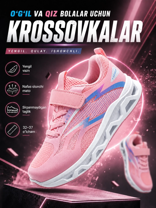Qizlar va o‘g‘il bolalar uchun bolalar krossovkalari - 