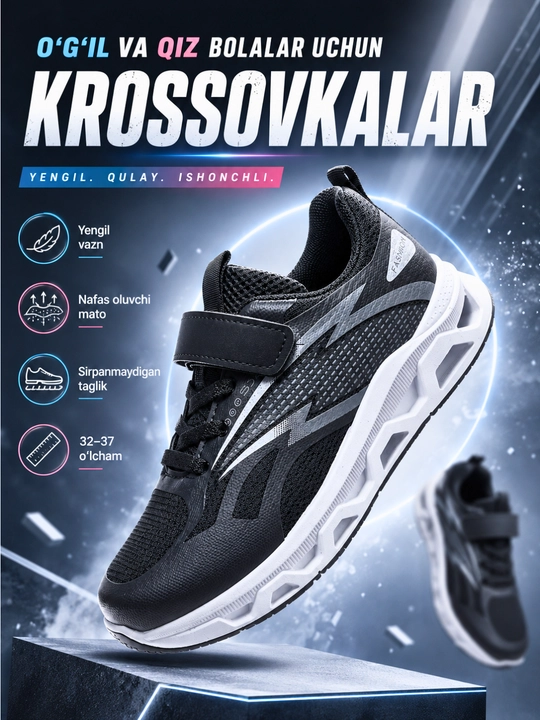 Qizlar va o‘g‘il bolalar uchun bolalar krossovkalari - 