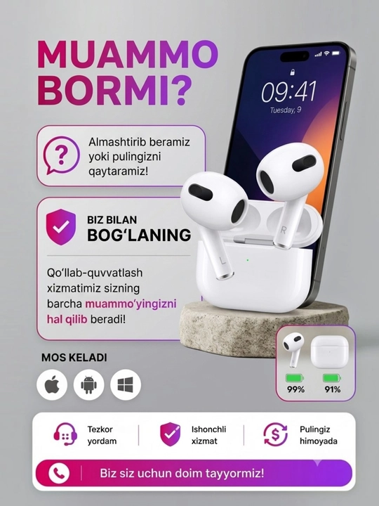 Наушники беспроводные Pods 3 Premium, для iPhone и Android, сенсорные