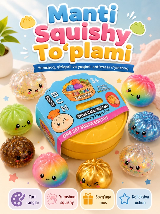 Anti-stress Squishy Manti, yumshoq siqiladigan o‘yinchoq, 1 dona, 3+ - 