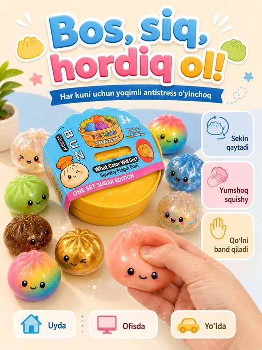 Anti-stress Squishy Manti, yumshoq siqiladigan o‘yinchoq, 1 dona, 3+