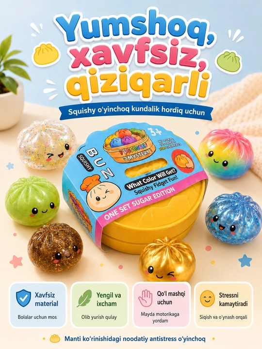 Anti-stress Squishy Manti, yumshoq siqiladigan o‘yinchoq, 1 dona, 3+