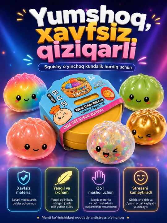 Anti-stress Squishy Manti, yumshoq siqiladigan o‘yinchoq, 1 dona, 3+