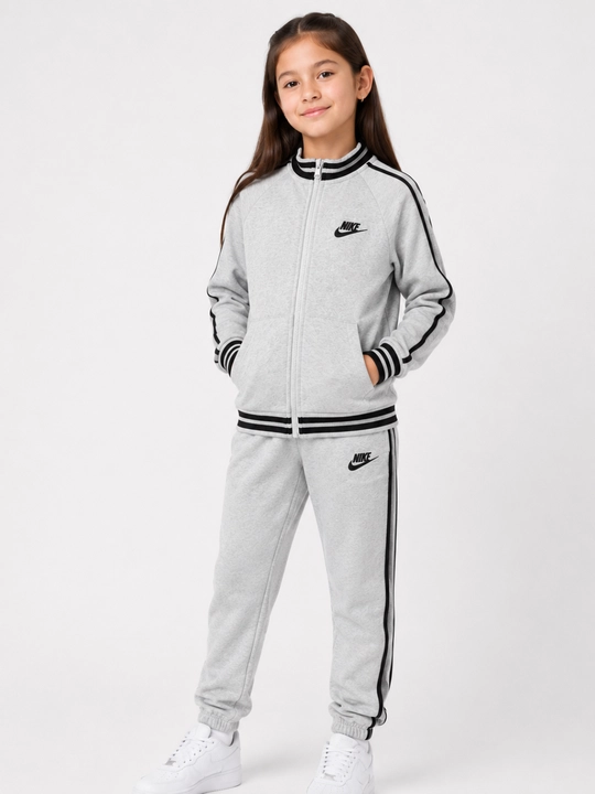 O‘g‘il va qiz bolalar uchun sport kostyumi (kurtka va shim), paxta, kulrang va qora