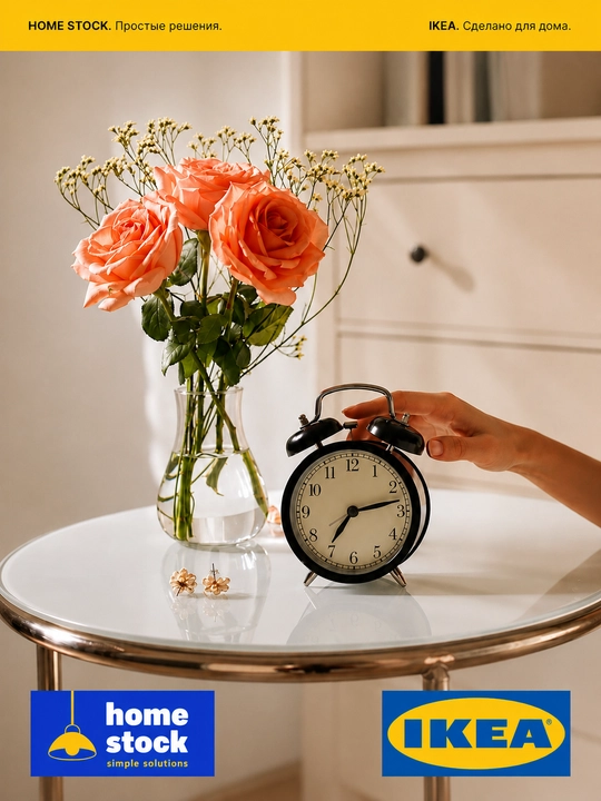 IKEA часы будильник в стиле ретро DEKAD, черный, 10x14 см ИКЕА