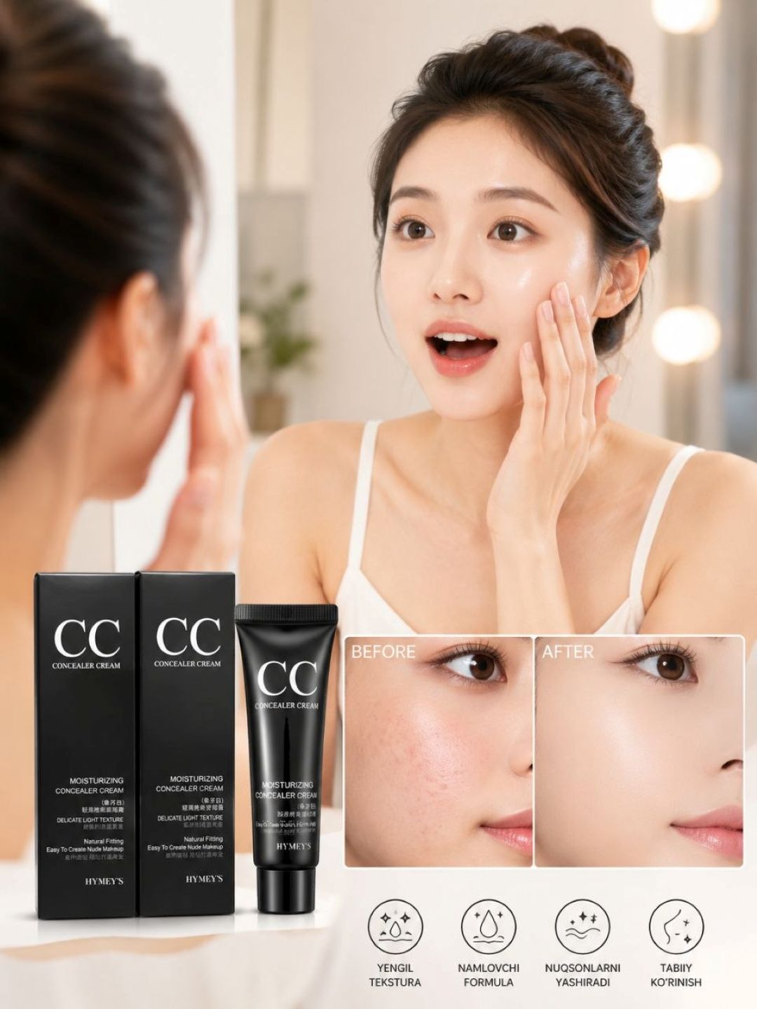 HYMEY’S CC Concealer Cream сочетает в себе свойства CC-крема, консилера и увлажняющего - 