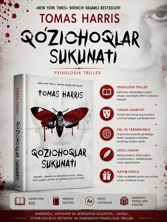 Комплект книг Томаса Харриса - Красный дракон, Молчание ягнят, Ганнибал - 