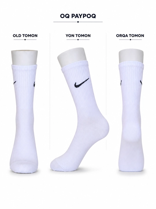 Erkaklar va ayollar sport paypog‘i, uzun paypoq paxtali, Nike paypoq, oq va qora paypoq