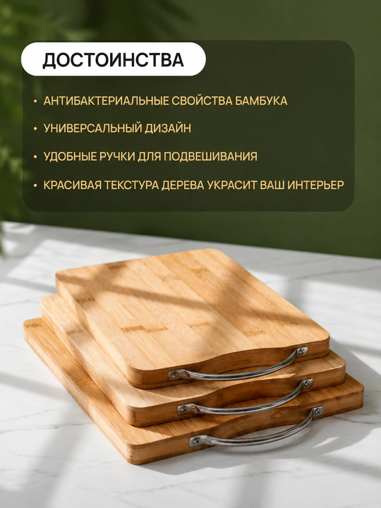 Разделочная доска из бамбука с ручкой, кухонная доска для нарезки овощей, мяса и фруктов