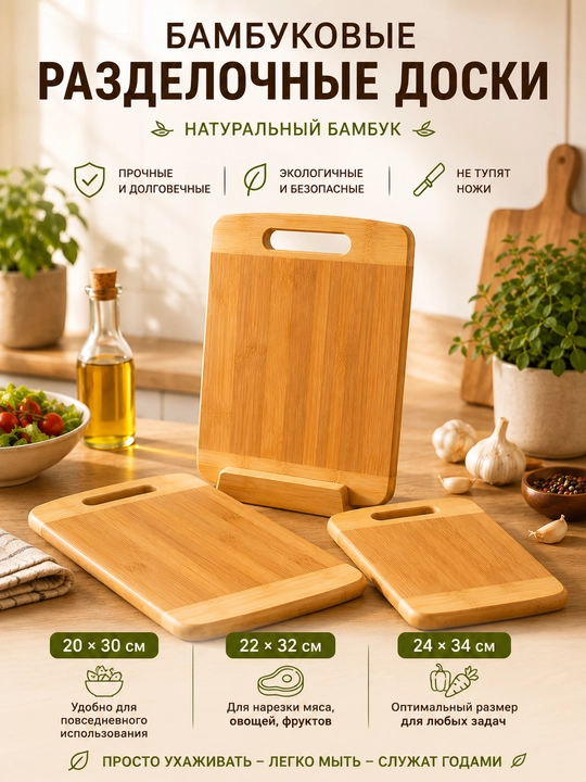 Разделочная доска из бамбука с ручкой, кухонная доска для нарезки овощей, мяса и фруктов