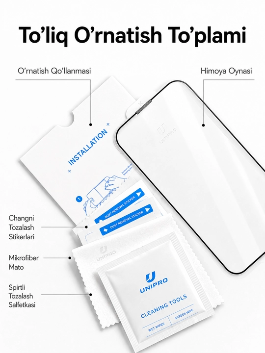 Mat Himoya Oynasi – Anti-Glare, Barmoq Iziga Qarshi, 9H Tempered Glass, iPhone uchun