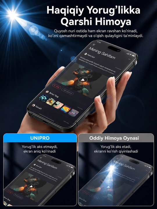 Mat Himoya Oynasi – Anti-Glare, Barmoq Iziga Qarshi, 9H Tempered Glass, iPhone uchun