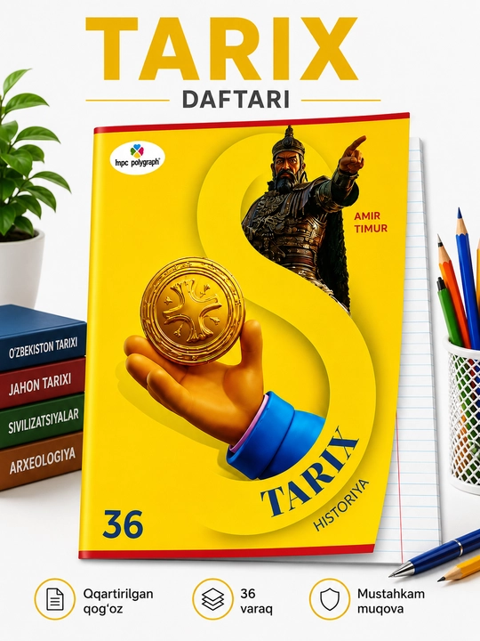 Fan daftarlari to'plami 12 ta fan, 36 varaq, oqartirilgan qog'oz, mustahkam muqovali
