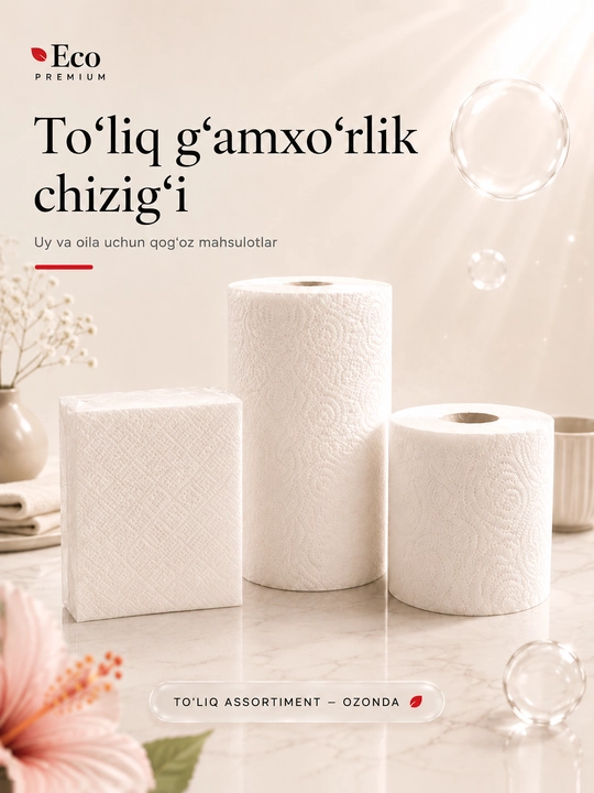 Бумажные салфетки Eco Premium, 4 пачки, 260 листов
