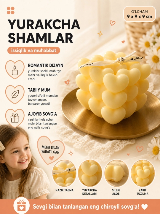 Aroma sham, ofis, uy uchun har hil shamlar, dekorativ, bayram uchun sovg'a - 