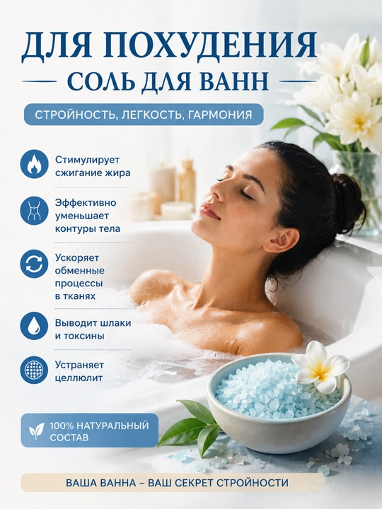 Ozdiruvchi vannaga mo'ljallangan mineral tuz, Epsom tuzi, tana parvarishi, SPA