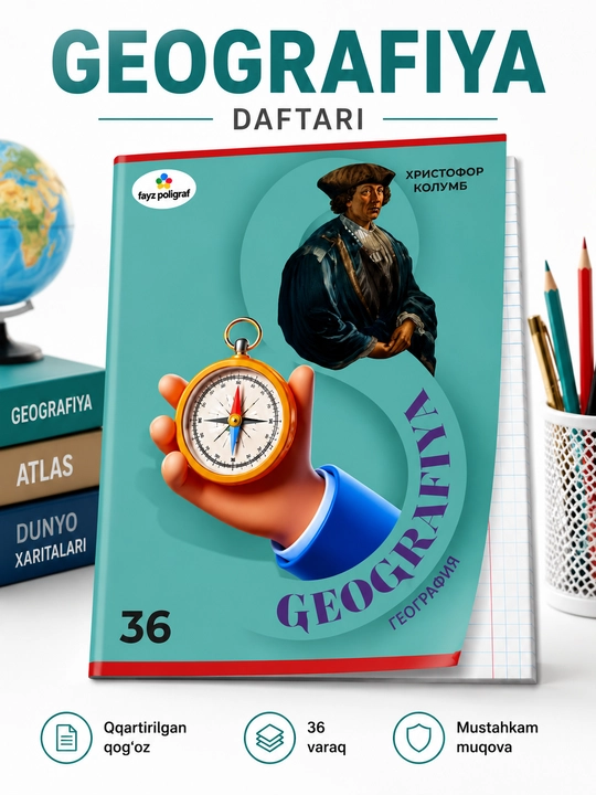 Fan daftarlari to'plami 12 ta fan, 36 varaq, oqartirilgan qog'oz, mustahkam muqovali
