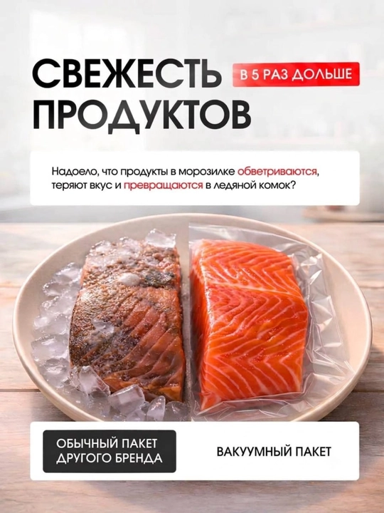 Пакеты для вакууматора рифленые, рулон 5 метров для вакуумной упаковки, пищевые, прочные