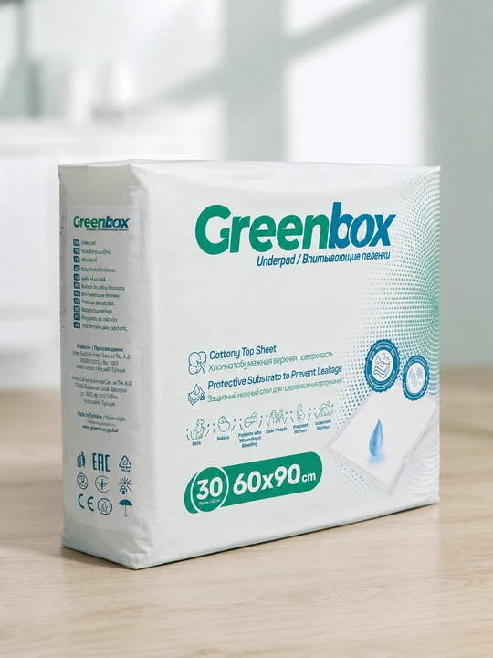 Bir martalik shimuvchi tagliklar Greenbox, Dermaped va Dr.Marco, 60 × 90 sm, 30 dona