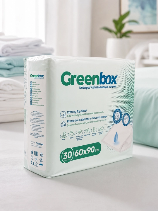 Bir martalik shimuvchi tagliklar Greenbox, Dermaped va Dr.Marco, 60 × 90 sm, 30 dona