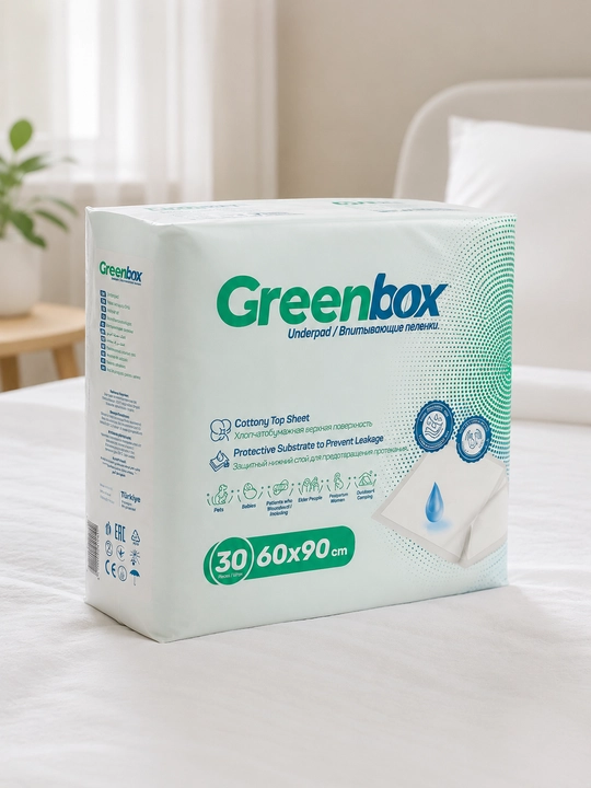 Bir martalik shimuvchi tagliklar Greenbox, Dermaped va Dr.Marco, 60 × 90 sm, 30 dona