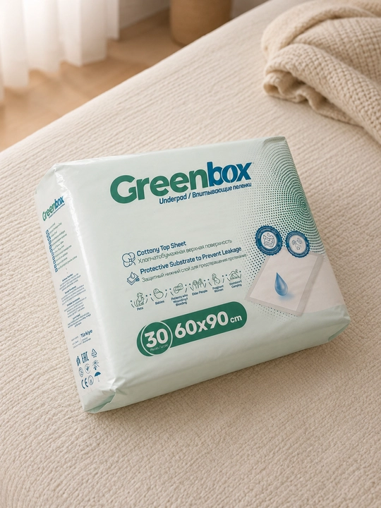 Bir martalik shimuvchi tagliklar Greenbox, Dermaped va Dr.Marco, 60 × 90 sm, 30 dona