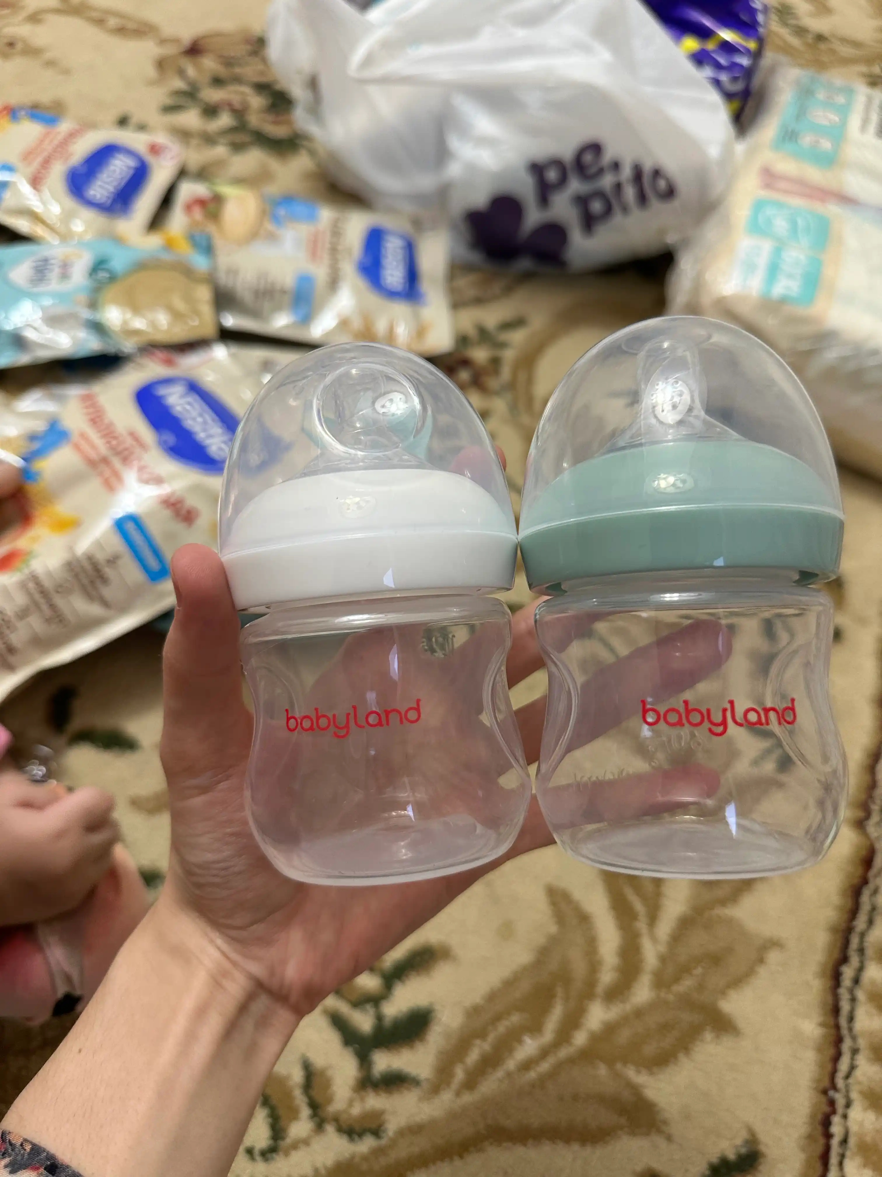 BabyLand tabiiy silikonli butilka, chaqaloqlarni ovqatlantirish uchun, 125, 260 ml hajmli