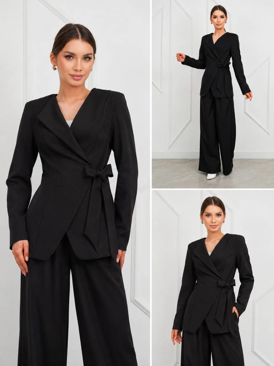 Ayollar uchun klassik kostyum, ikki qismli kostyum shim bilan blazer