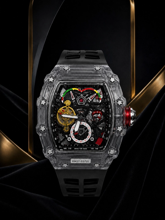 Erkaklar qo'l soati Richard Mille, avtomatik skeleton mexanizm, premium dizayn - 