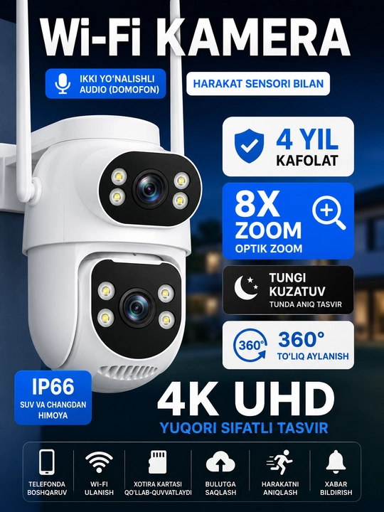 Kamera video kuzatuv quyosh panelli (sim kartali) 4G FULL HD sd kard - 