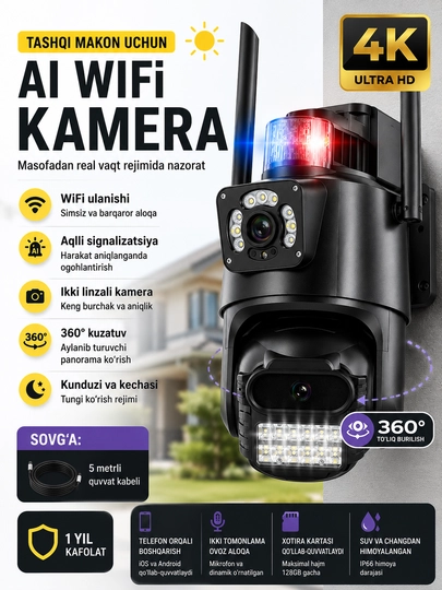 Kamera video kuzatuv quyosh panelli (sim kartali) 4G FULL HD sd kard - 